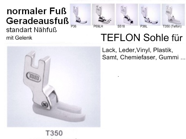 Antihaftfuß mit TEFLON  sohle für Lederarbeiten + Lack  